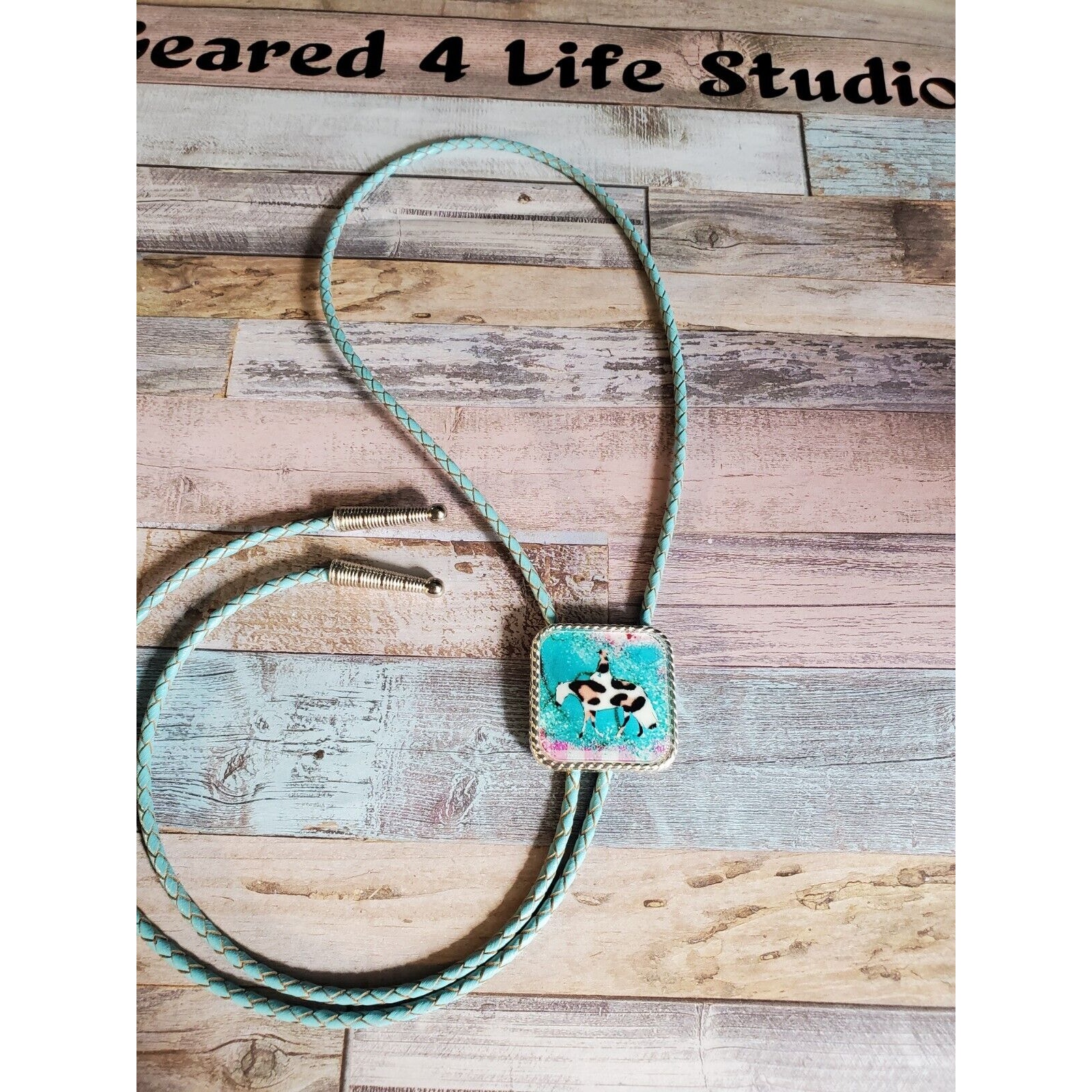 Handmade Unique Wearable Art Bolo Tie Necklace, Bolo Tie Unisex Horse Women